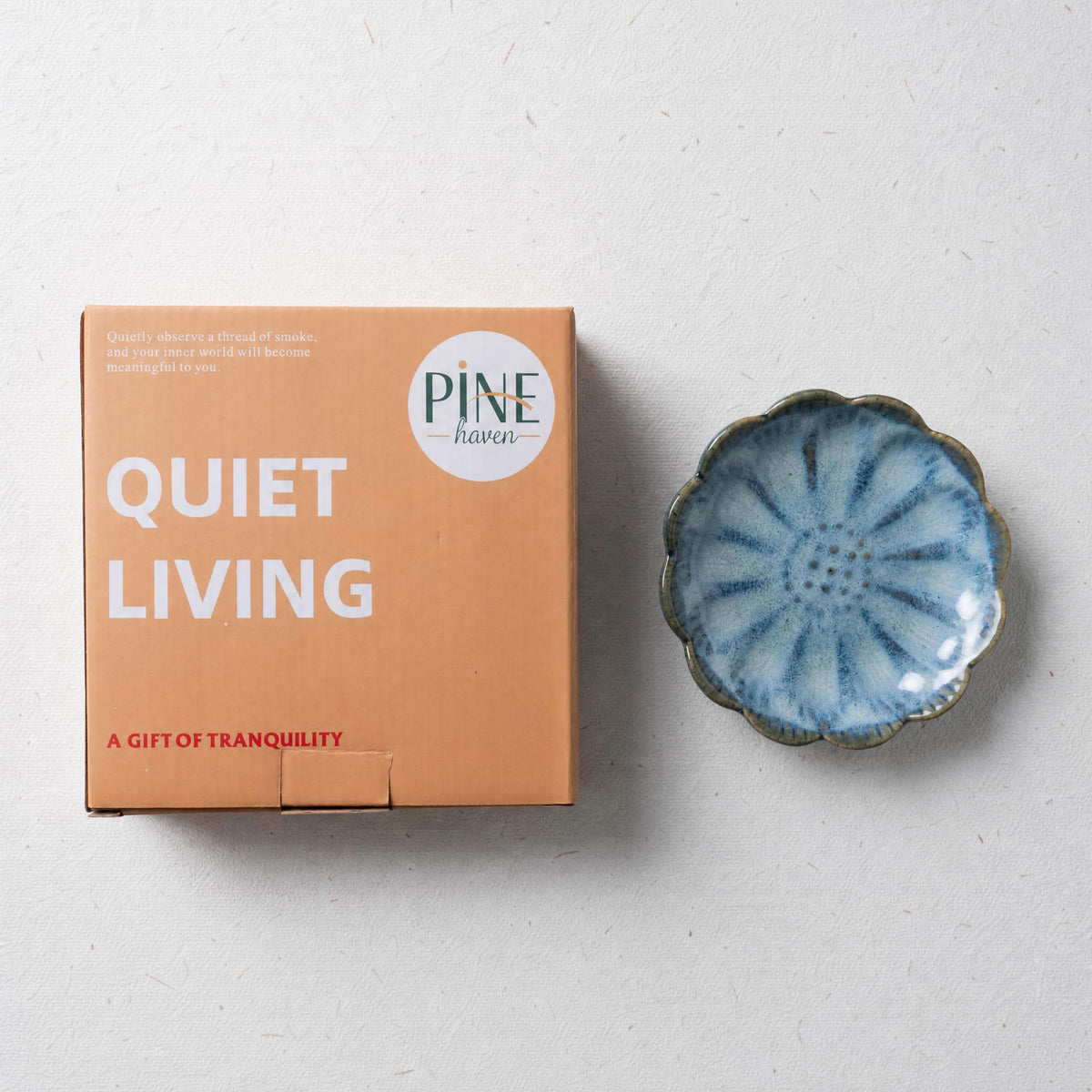 Ceramic Lotus Incense Holder (Blue)