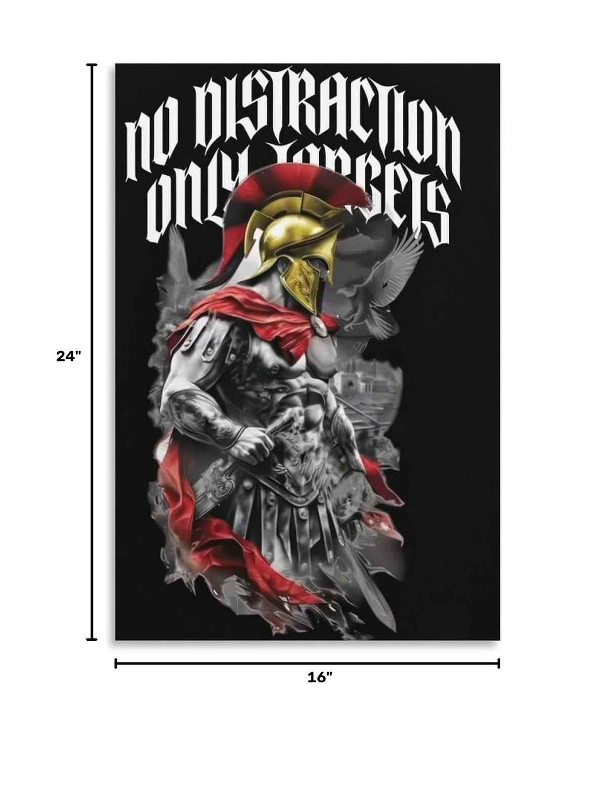 No Distraction Only Targets Spartan Warrior Canvas Printing Wall Art Prints Wall Decor Posters Black Red Gothic Motivational Bedroom Living Room Office Gym Decor 16x24inch (style-30 / 16x24inch(40x60cm) Unframe)