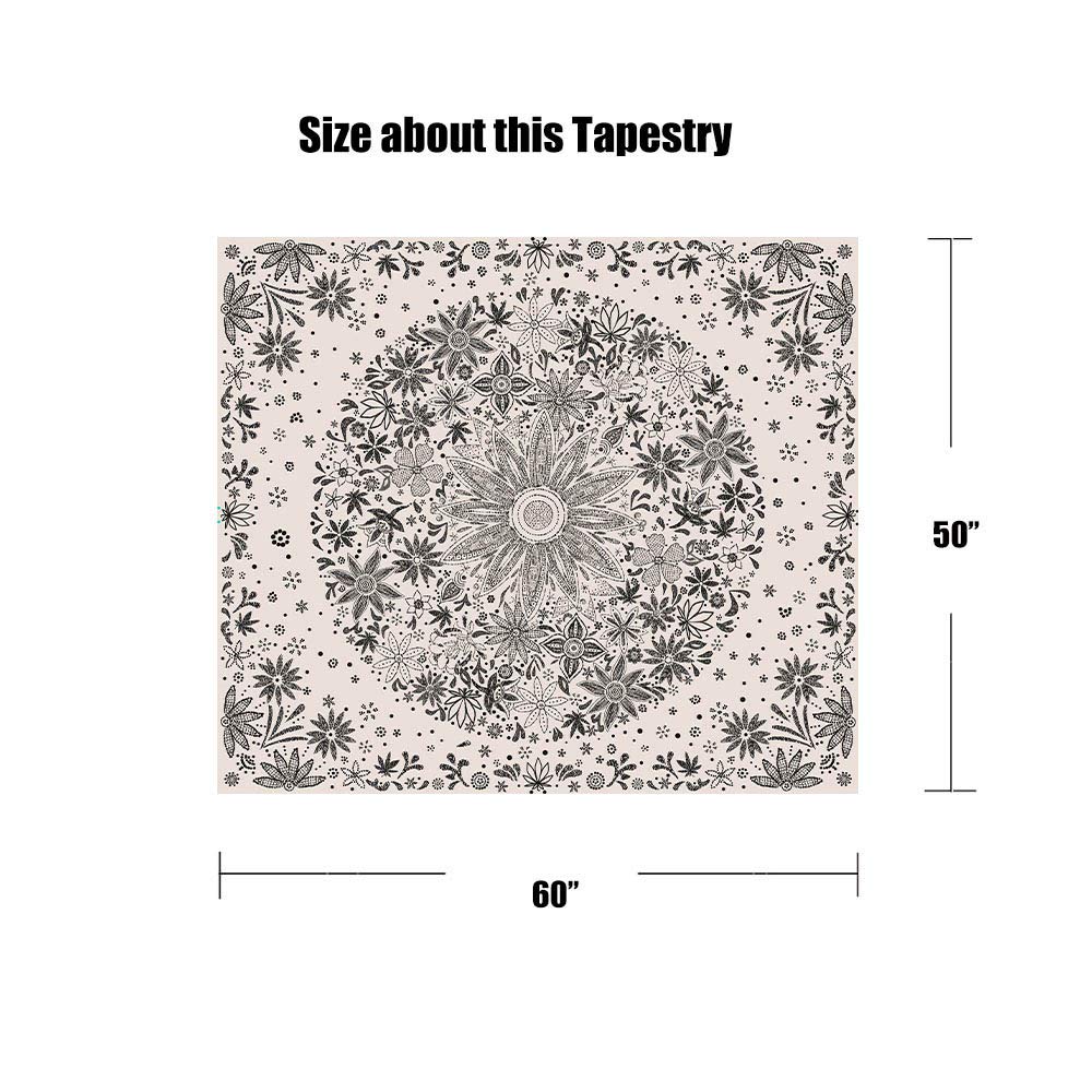 Bohemian Tapestry Wall Hanging (Bohemian / White / 60"L x 50"W)