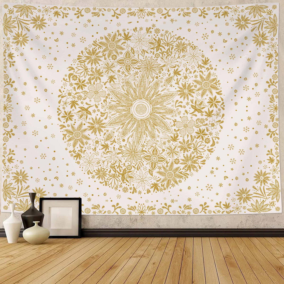 Bohemian Tapestry Wall Hanging (Bohemian / Yellow / 80"L x 60"W)