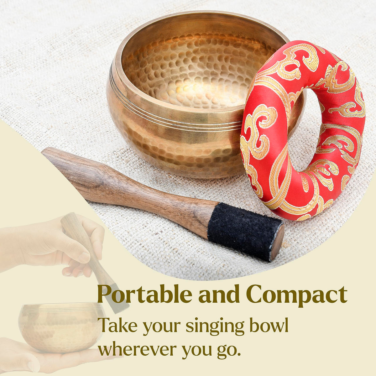 Tibetan Singing Bowl Set (5.2 Inch Bowl)