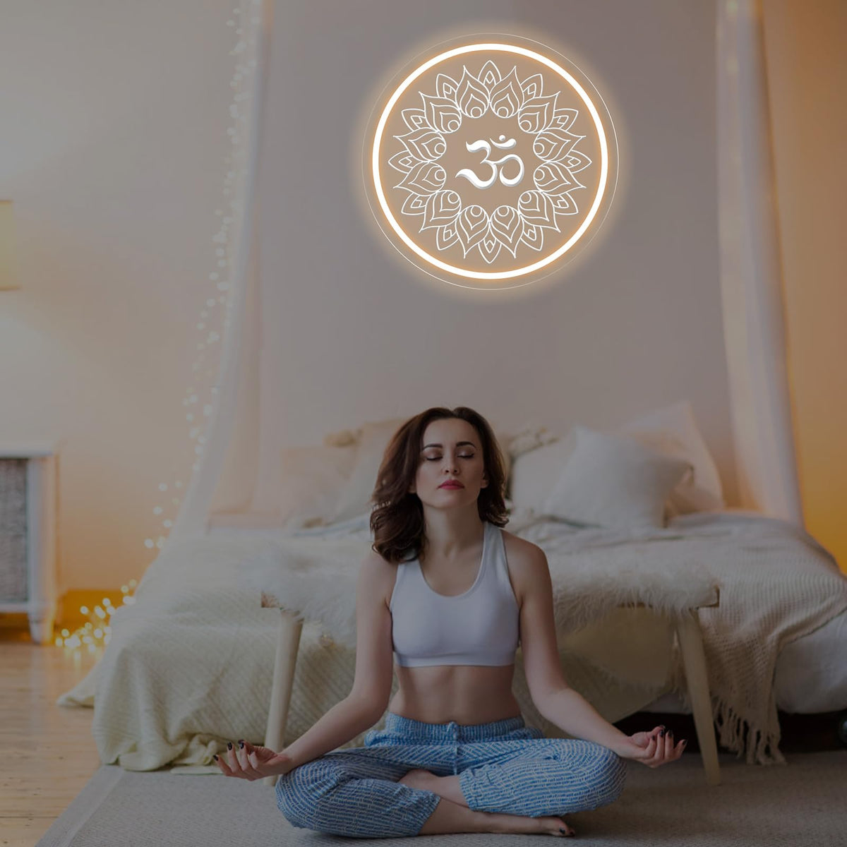 Om Mandala Neon Sign (Om-Warm White M)