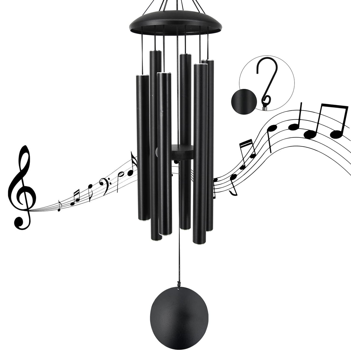36in Memorial Wind Chimes Black (36" Black)