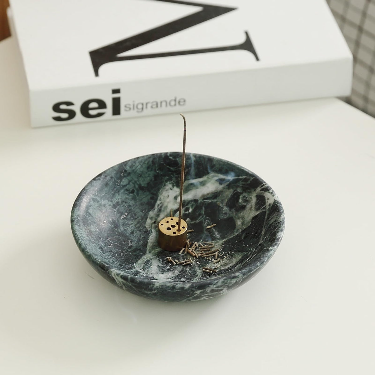 Natural Marble Incense Holder (D=150-alpi Green)