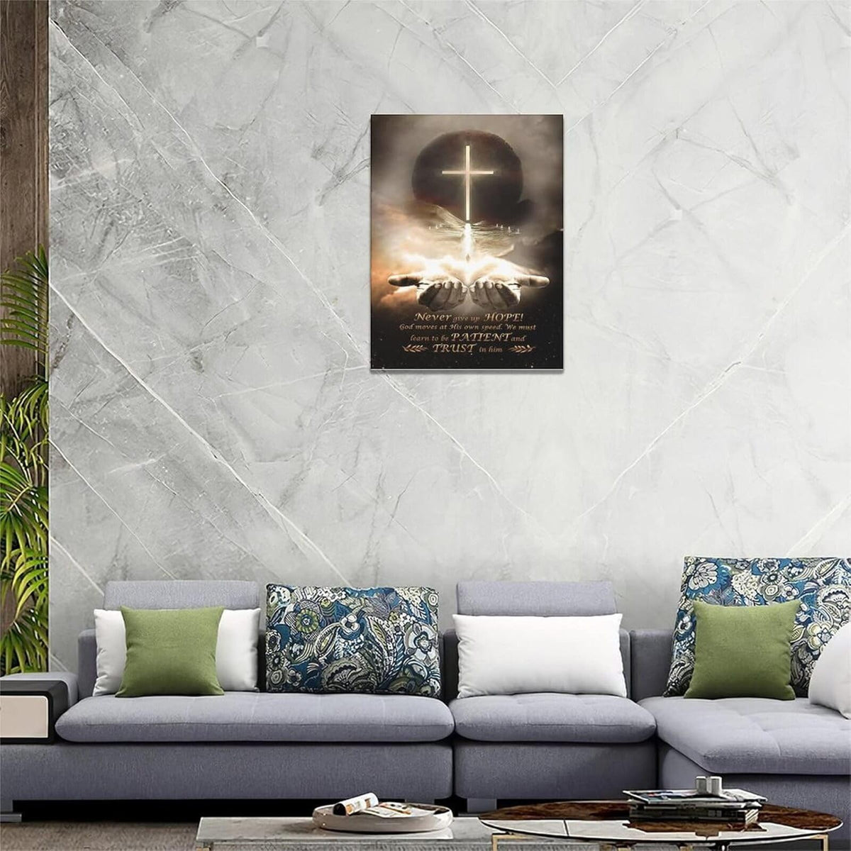 Christian Wall Art Hand Of God Quotes Wall Decor Cross Canvas Religious Jesus Painting Pictures Canvas Prints Framed Modern Artwork For Home Living Room Bedroom 24"x20" (Christian 1 / 24"L x 20"W)