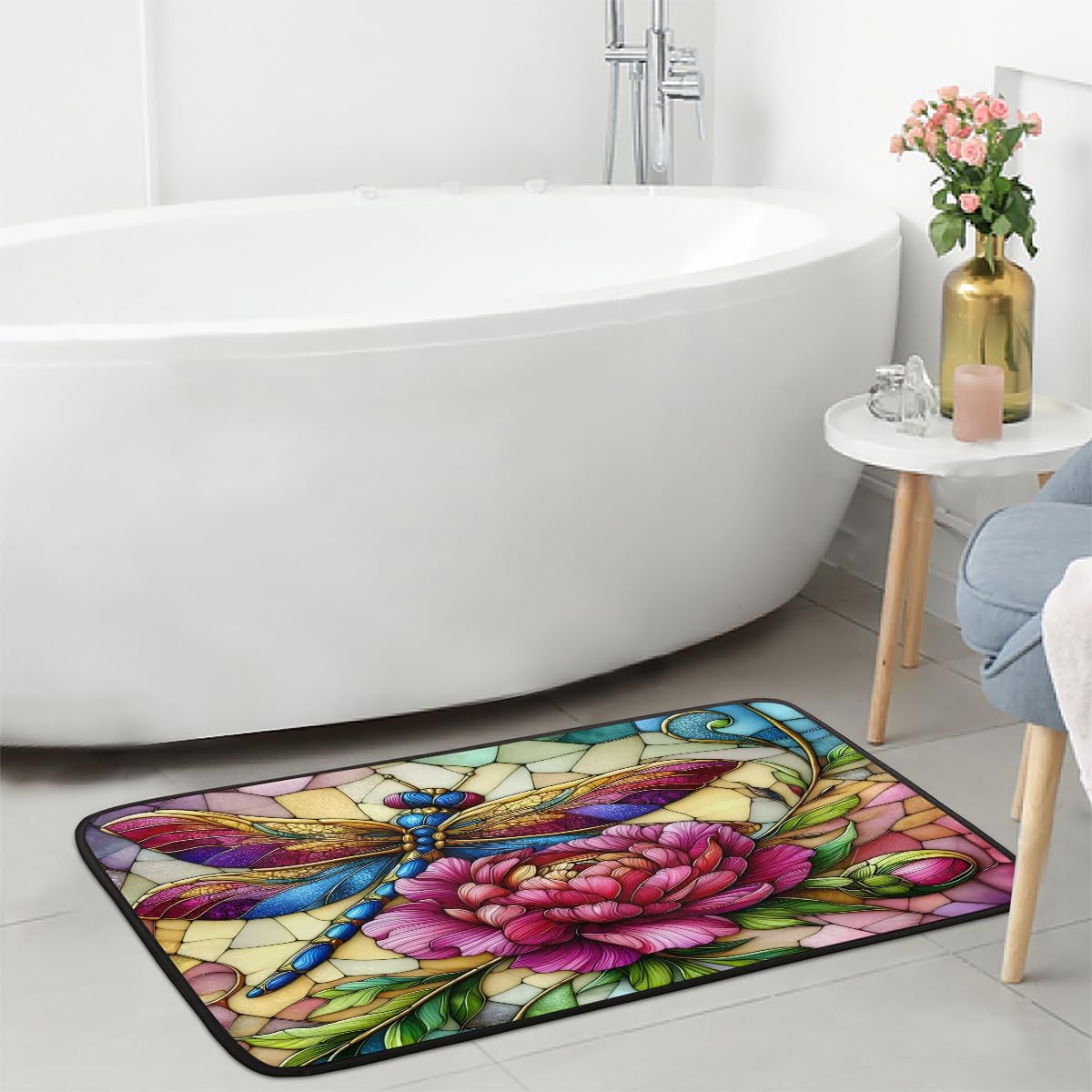 Dragonfly Kitchen Rugs Kitchen Mats Non Slip Floor Mat (D:color 1)