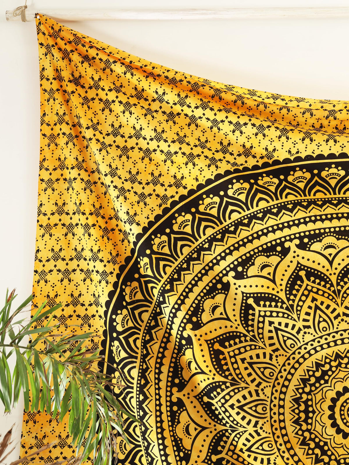 Queen Mandala Hippie Tie dye Psychedelic Ombre Tapestry Wall Hanging (88L" x 81W" / Yellow)