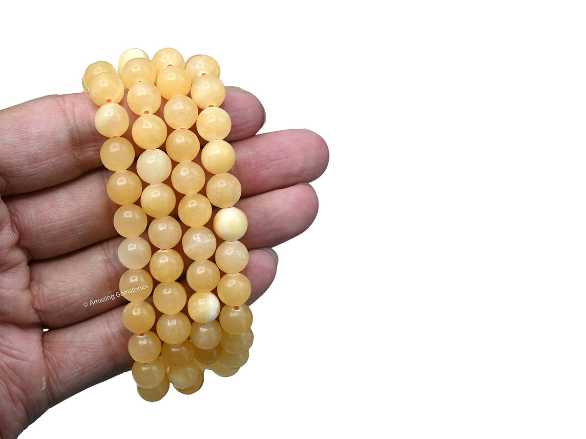 Yellow Calcite Mala Beads (Yellow Calcite / Plain)