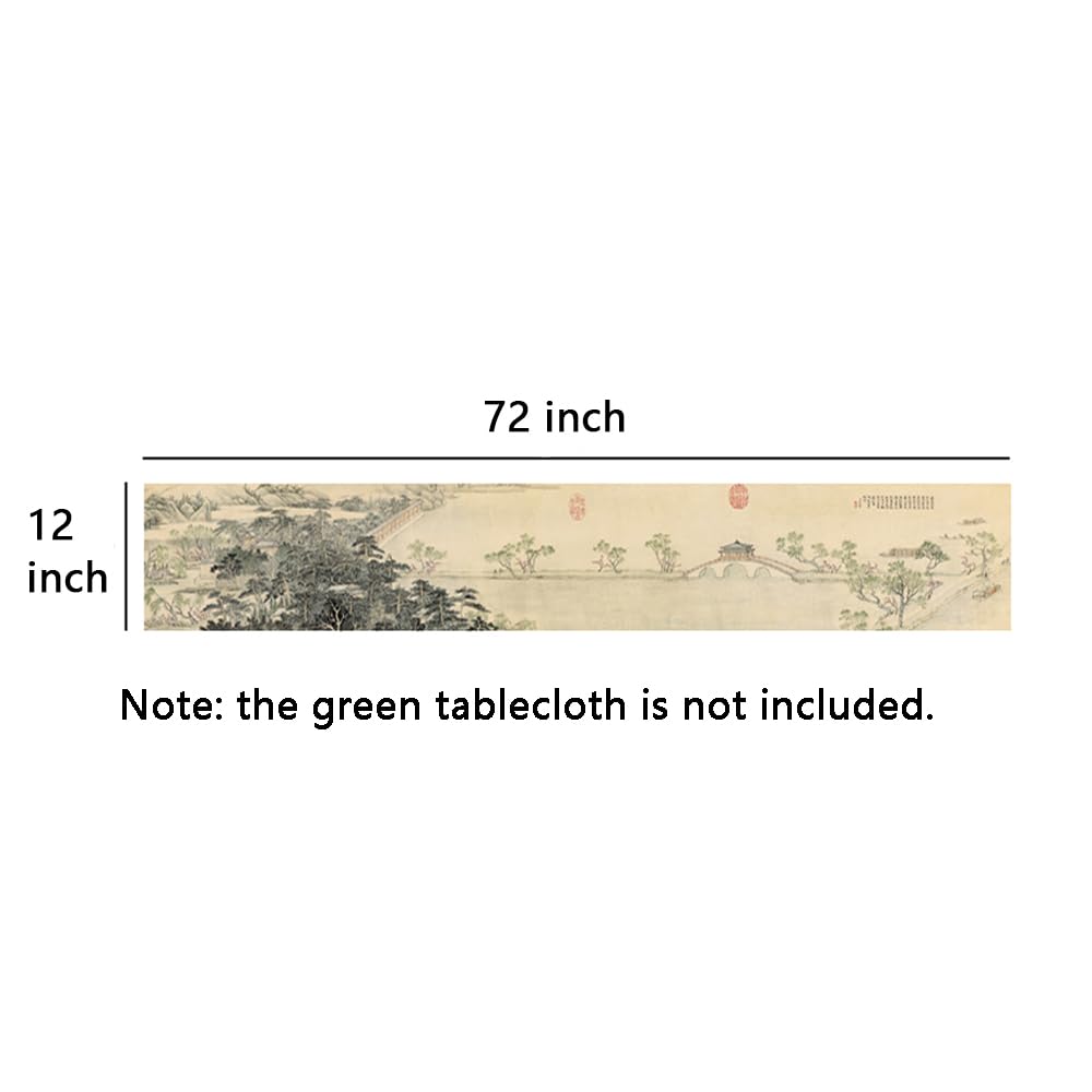 Asian Style Bamboo Table Runner (Jade Belt Bridge / 12x72 Inch)