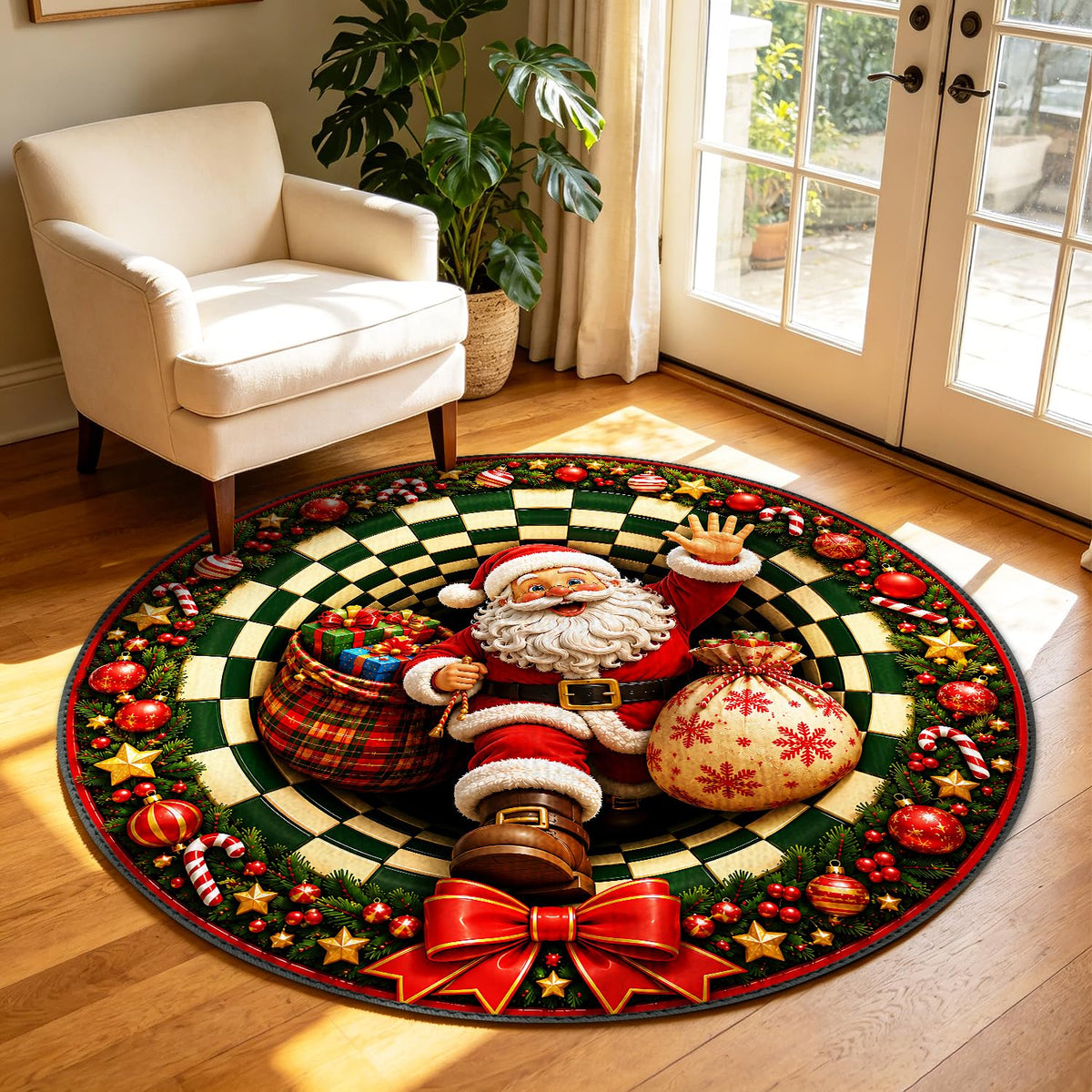 Christmas Round Rug 4ft (120 / 4' (Round))