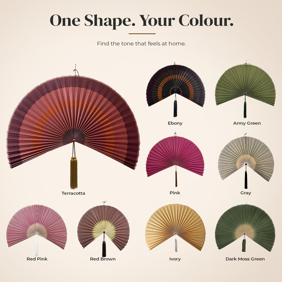 Bamboo Fan Wall Decor (Terracotta / 60inch)