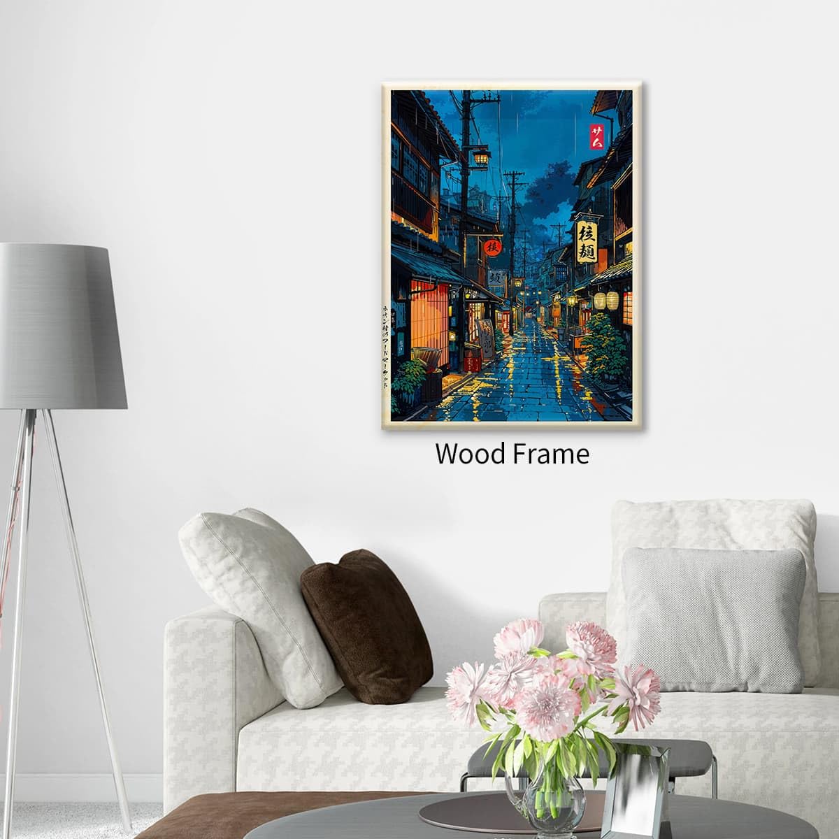 Framed Japanese Wall Art 20x30in Vintage Tokyo Tea House Poster Modern Japan Ukiyo (Wrapped Canvas / Japanese Art / 30"L x 20"W)
