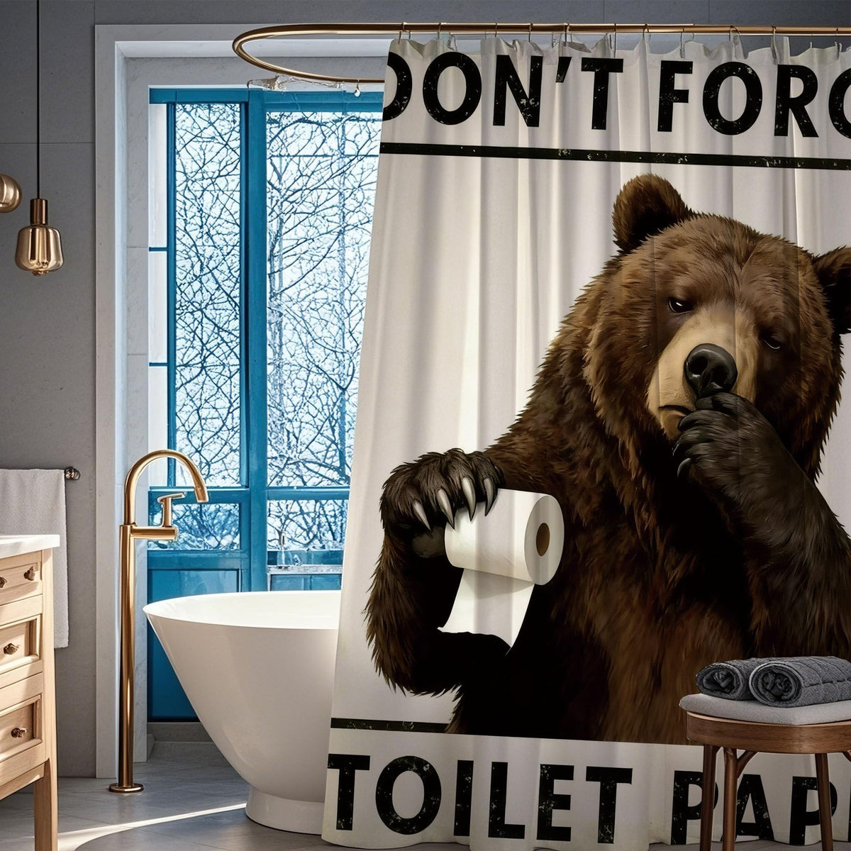 Funny Bear Shower Curtain (60"W x 72"L (Pack of 1) / Funny Bear)