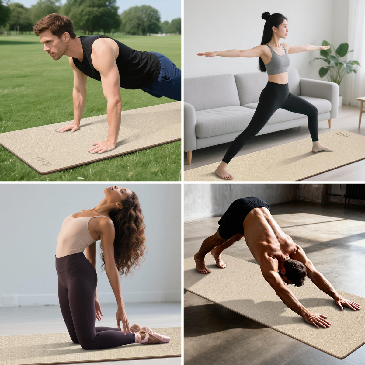 Yoga Mat 10mm Extra Thick and Extra Long (Beige+Brown)