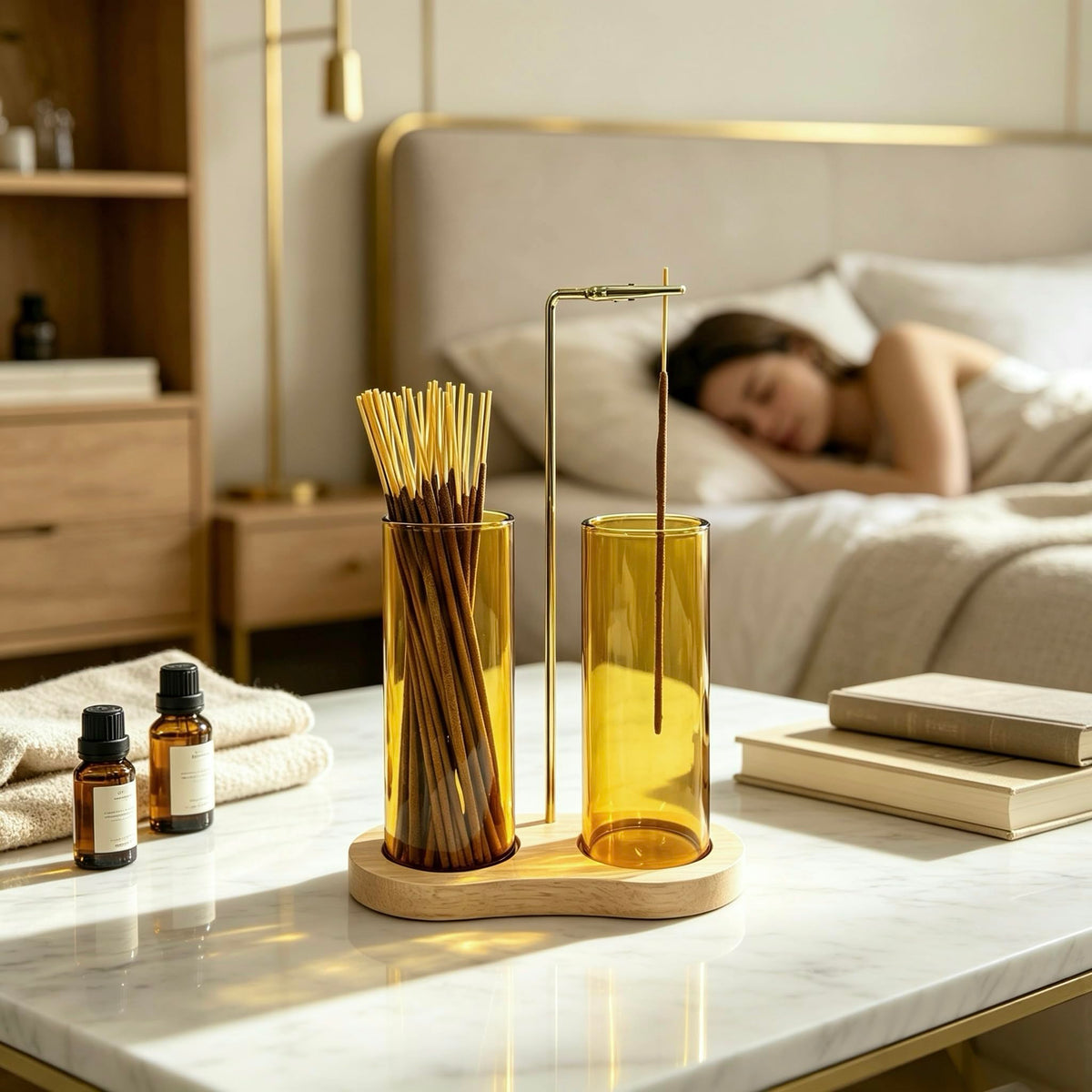 Yellow Glass Incense Holder (Yellow)
