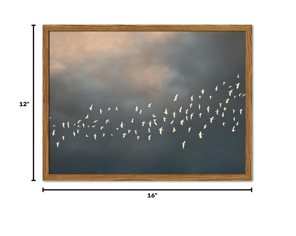 Framed Vintage Flying Bird Canvas Wall Art (Vintage Bird / 16"L x 12"W)