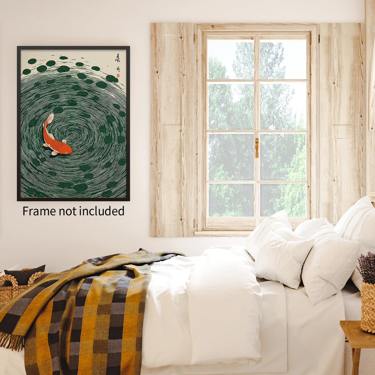 Japanese Koi Fish Poster Oriental Asian Lucky Carp Canvas Wall Art Vintage Japan Room Aesthetic Prints Minimal Green Painting for Zen Water Living Room Office Wall Decor 24x36in Unframed (Unframed / Japanese Koi Fish / 36"L x 24"W)