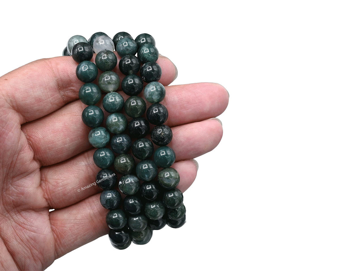 Moss Agate Mala Beads (Moss Agate / Plain)