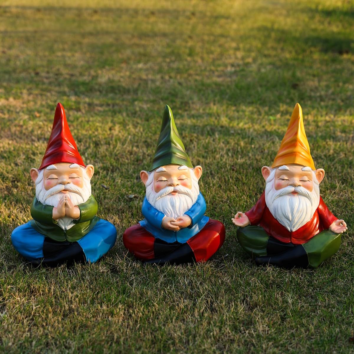 Meditation Gnome Garden Statue (Red Hat)