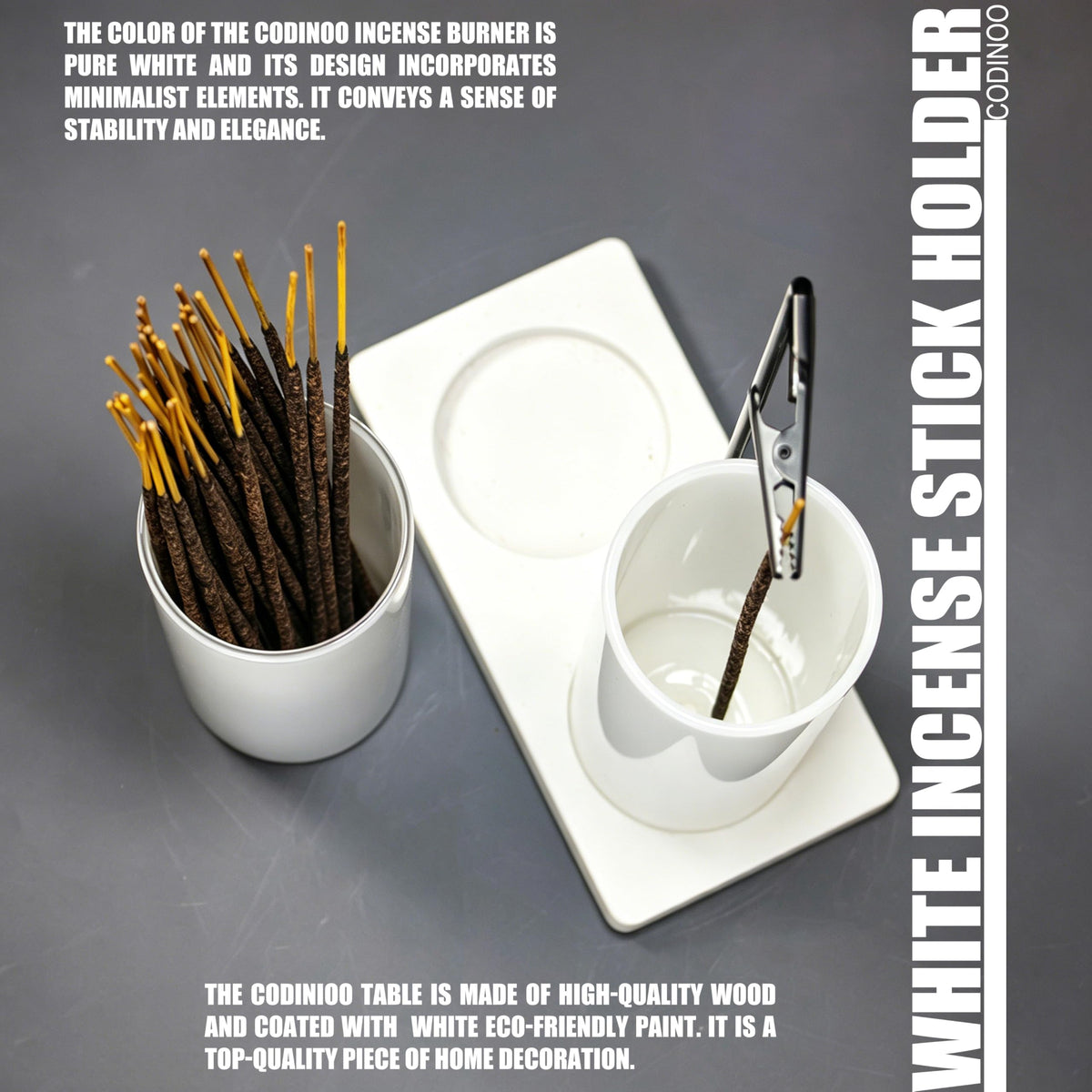 2 in 1 Incense Holder for Sticks (All White / 2 tall glass)