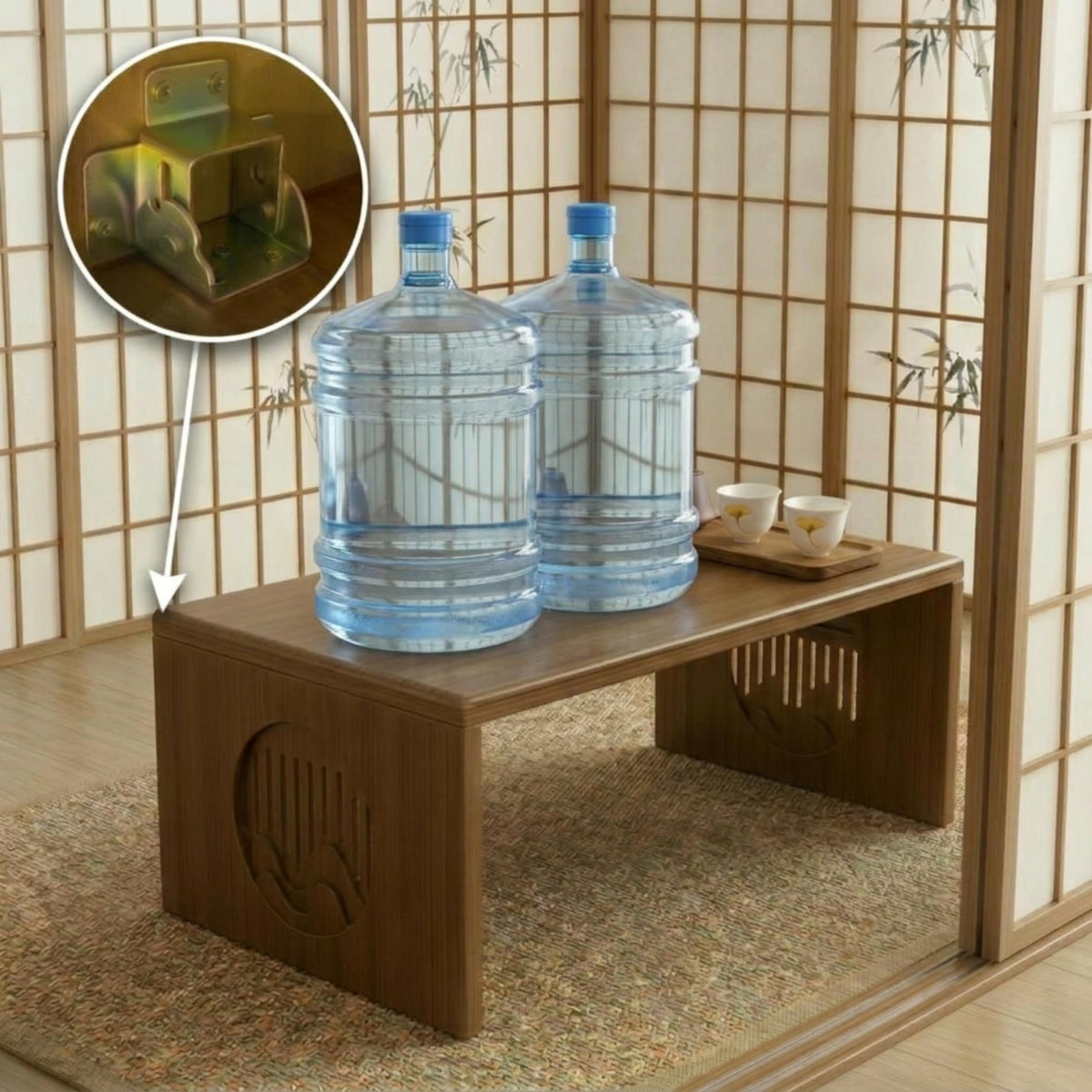 Japanese Floor Table (Tray + Coaster(4ps) + Table (80cm))