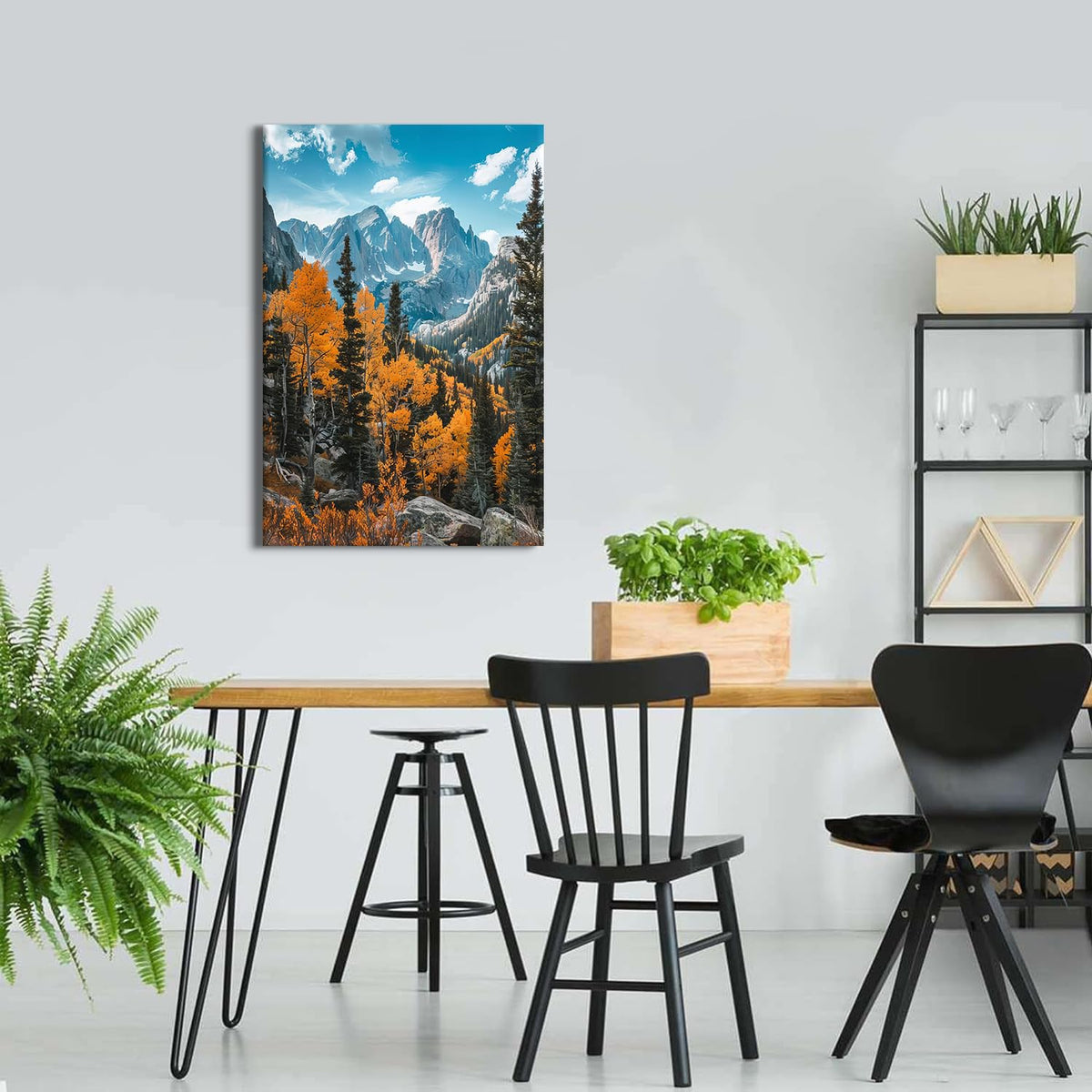 Nature Mountain Wall Art National Park Posters Autumn Orange Forest Picture Wall Decor Nature Wilderness Woodland Landscape Canvas Prints Painting for Living Room Bedroom Home Decoration 24x36" (36"L x 24"W / Fall Landscape02)