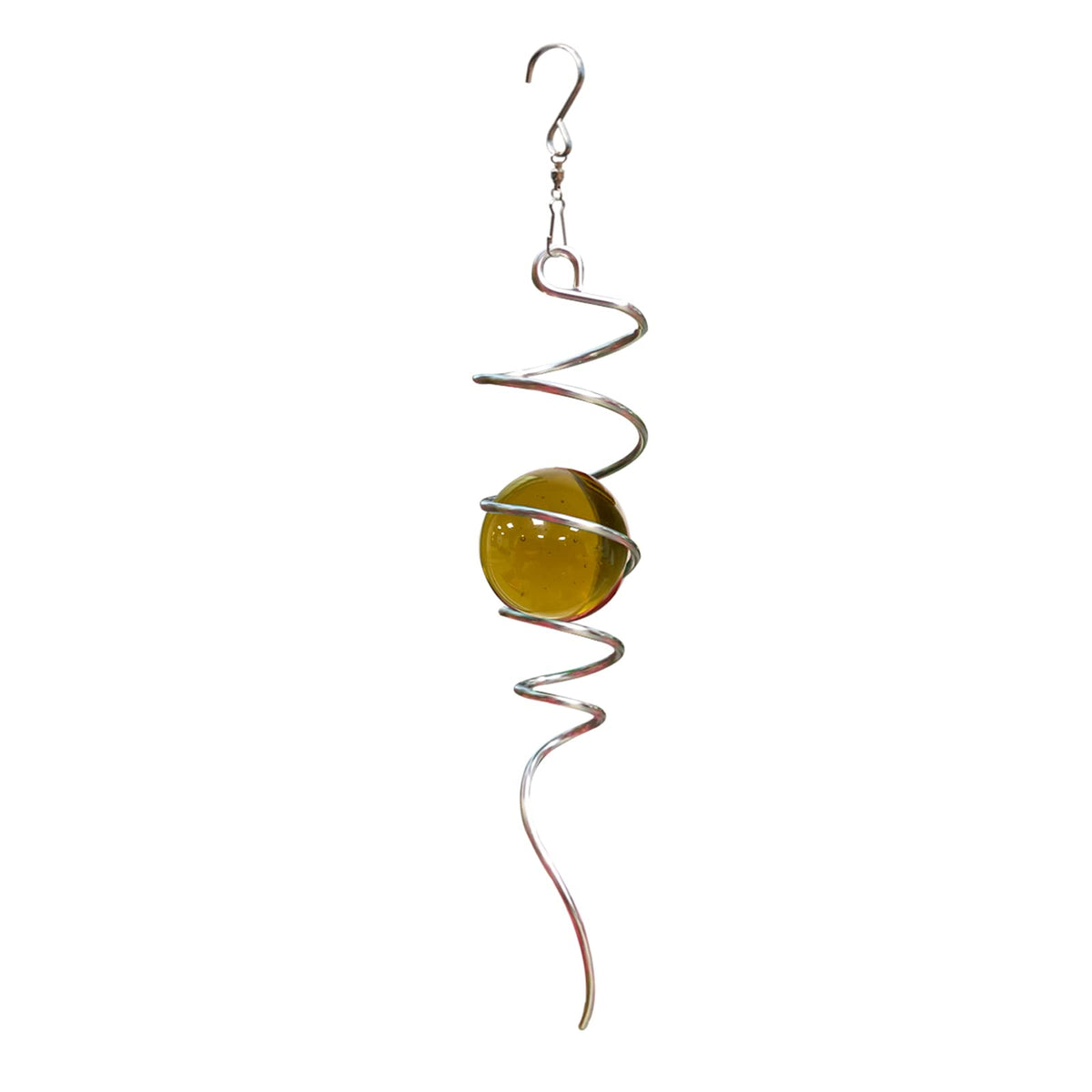Gazing Ball Spiral Tail with Gold Glass Orb (Gold Glass Orb)
