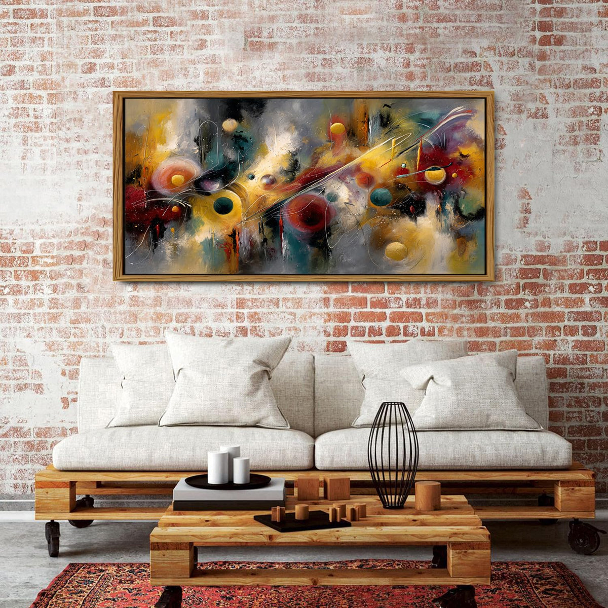 Colorful Wall Art Framed Abstract Lines Wall Decor Modern Artwork Prints for Living Room Minimalist Golden Gray Geometric Circle Aesthetic Poster Artwork Office Kitchen Bedroom Home Decorations 30x57.8" (30"L x 57.8"W / Geometric Circle)