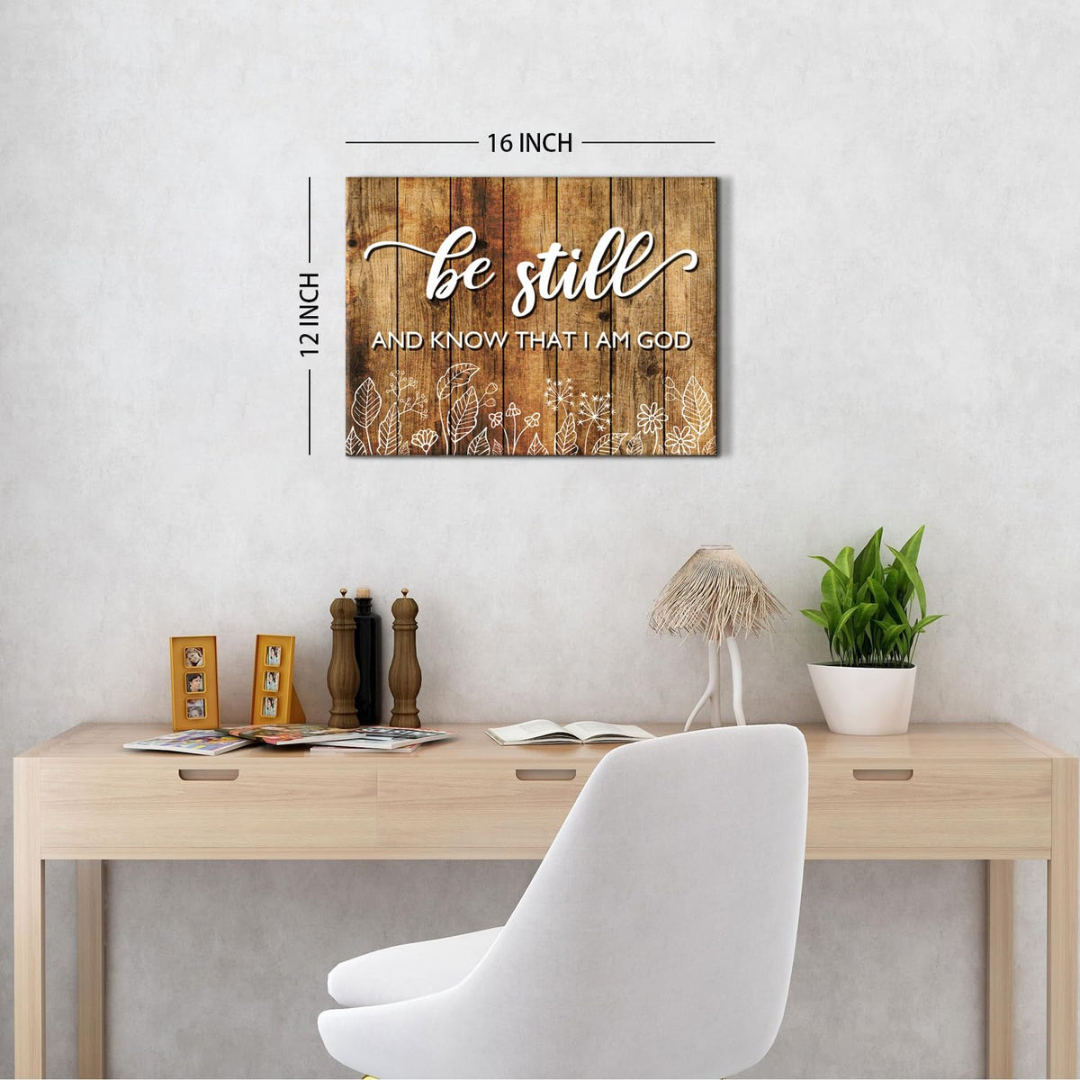 Be Still And Know That I am God Wall Art Rustic Brown Christian Canvas Picture Farmhouse Bible Verses Wall Decor Living Room Religious Inspirational Quotes Artwork Bedroom Office Home Decoration 12x16 (16"L x 12"W / Be-still)