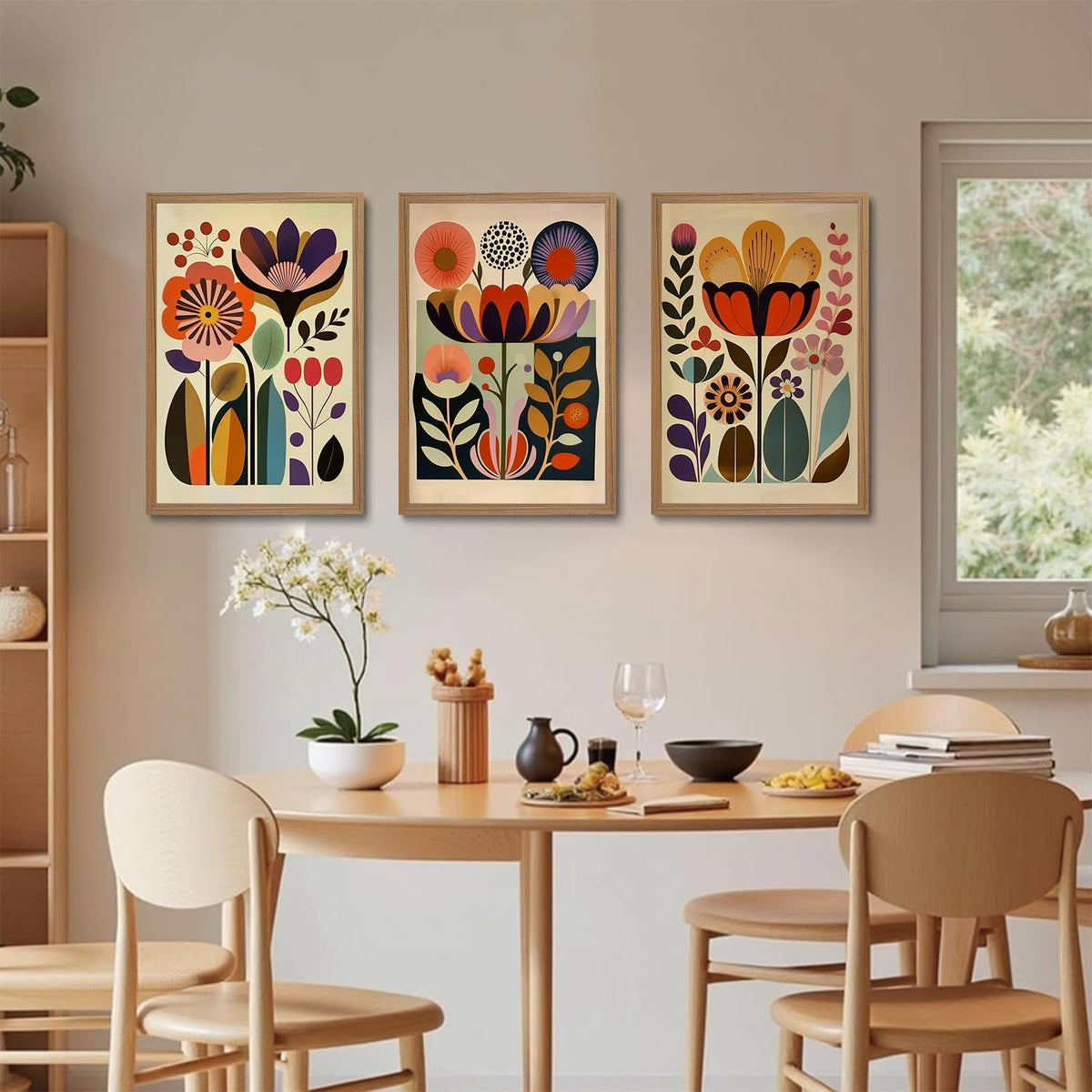 Scandinavian Wall Art Set of 3 (Abstract floral / 24"L x 16"W)