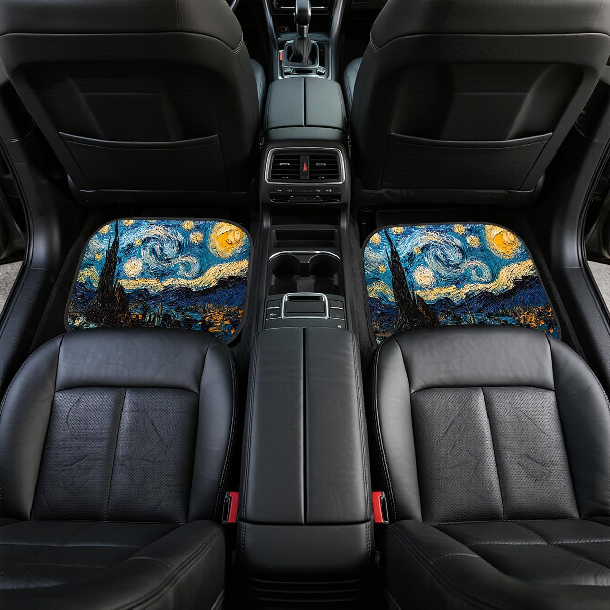Abstract Car Floor Mats Set of 4 Star Night Oil Painting Vintage Texture Automotive Car Floor Carpets Non (26.8"L x 17.3"W x 0.4"Th / Abstract)