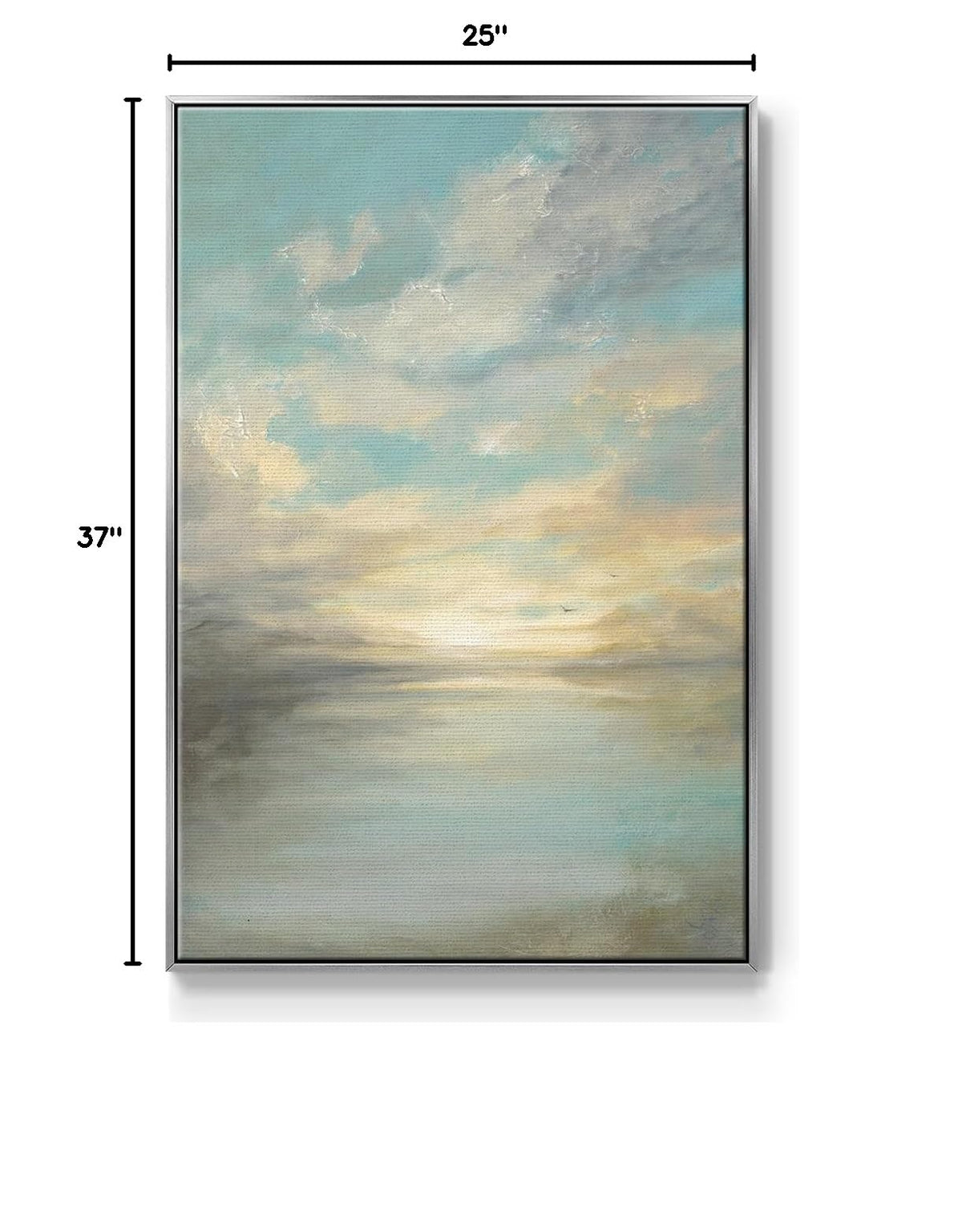 Abstract Nautre Art Silver Floating Frame Home Paintings & Prints Morning Glory Sunshine in Clouds Canvas Wall Hanging Decor for Bedroom Office Kitchen (37"L x 25"W / Morning Glory)