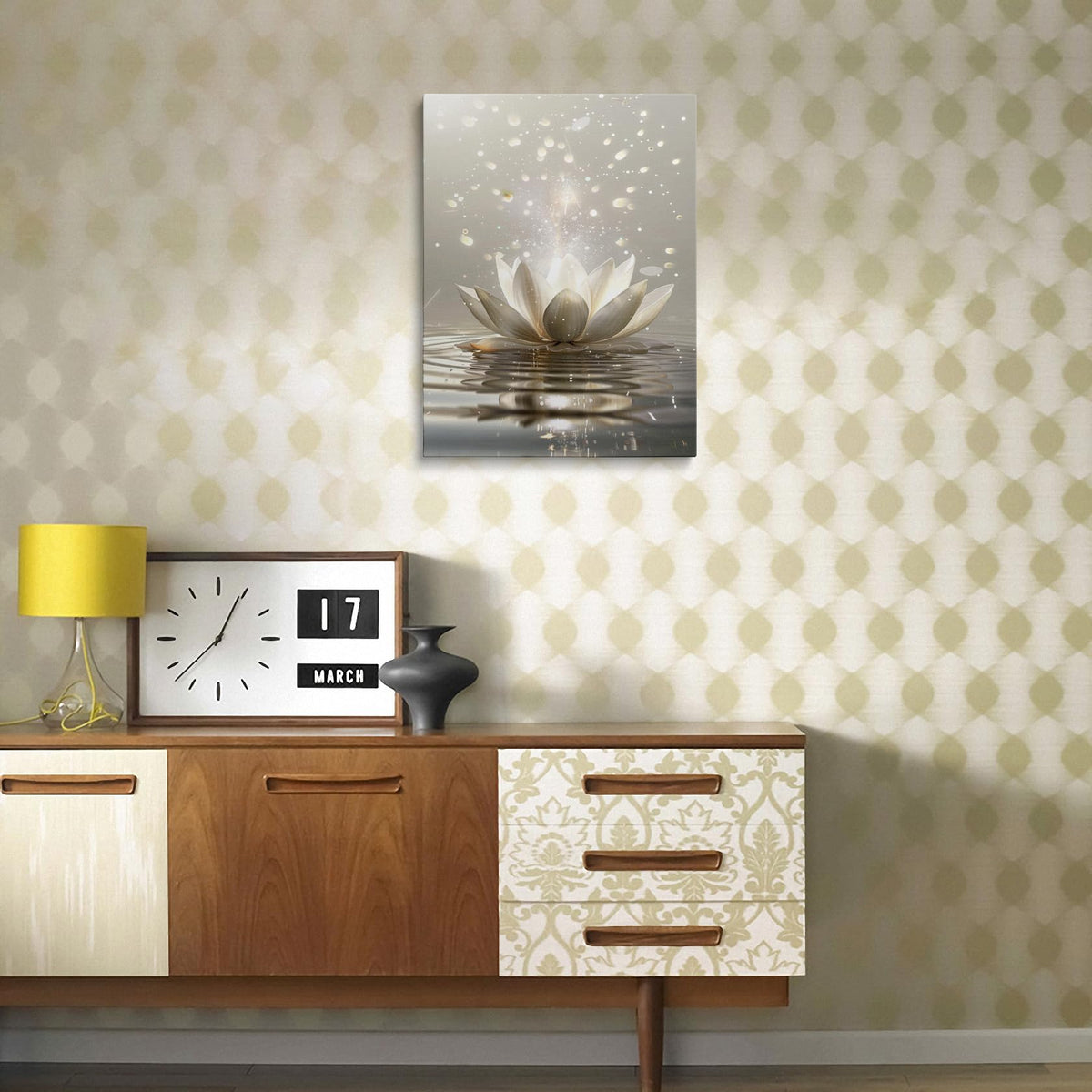 Framed Canvas Wall Art Zen Lotus Flower Spiritual Floral Painting Prints Posters Wall Decor Artwork for Spa Bathroom Bedroom Living Room Office Meditation Room Yoga Studio 12x16 Inches (Lotus Flower02 / 16"L x 12"W)