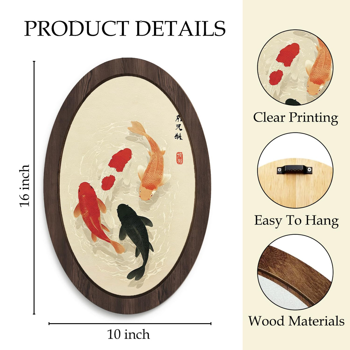 Japanese Koi Fish Framed Wall Art Decor (koi fish)