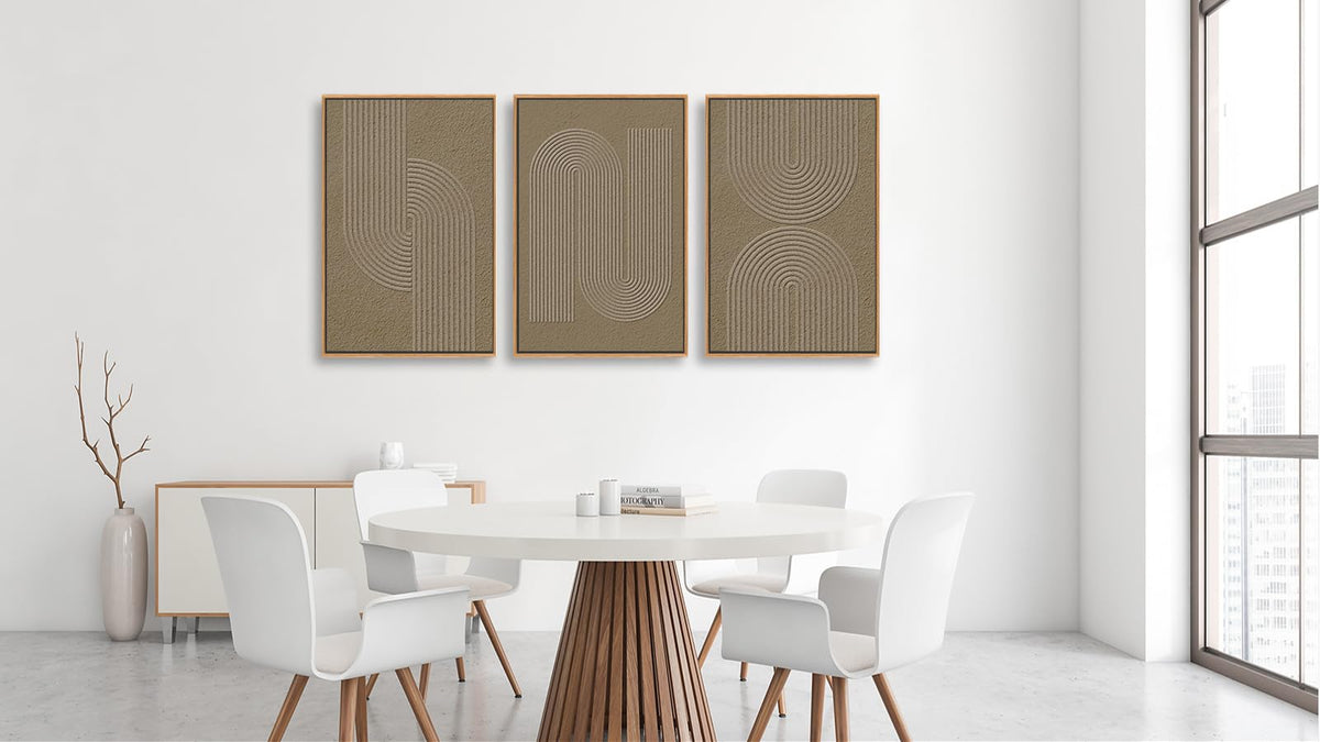Minimalist Framed Wall Art (Brown Wabi-Sabi Abstract / 24"L x 16"W)