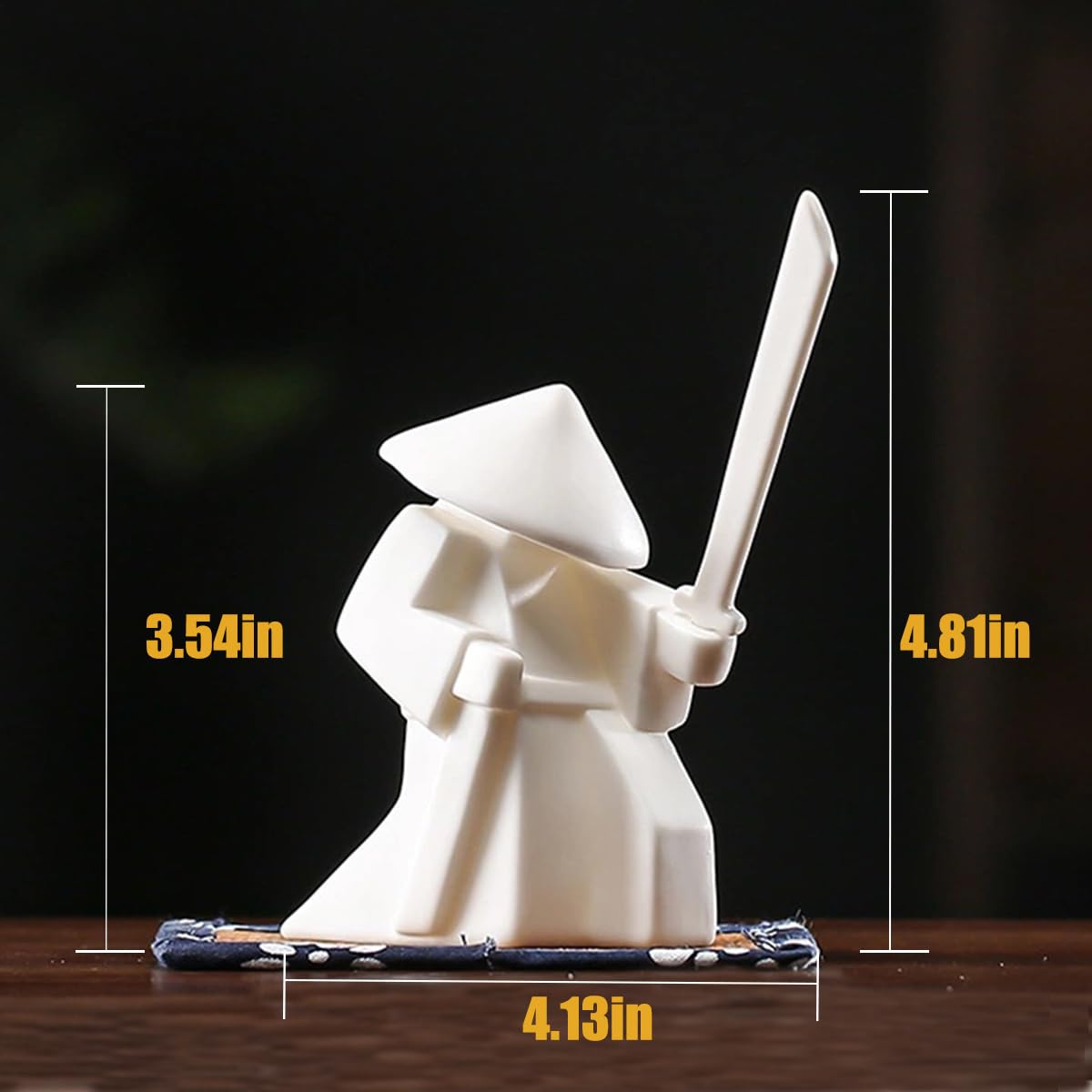 EAEMDY Samurai Figure Figurine Japanese Warrior Statue Decor for Table Room (6.white A+green a)