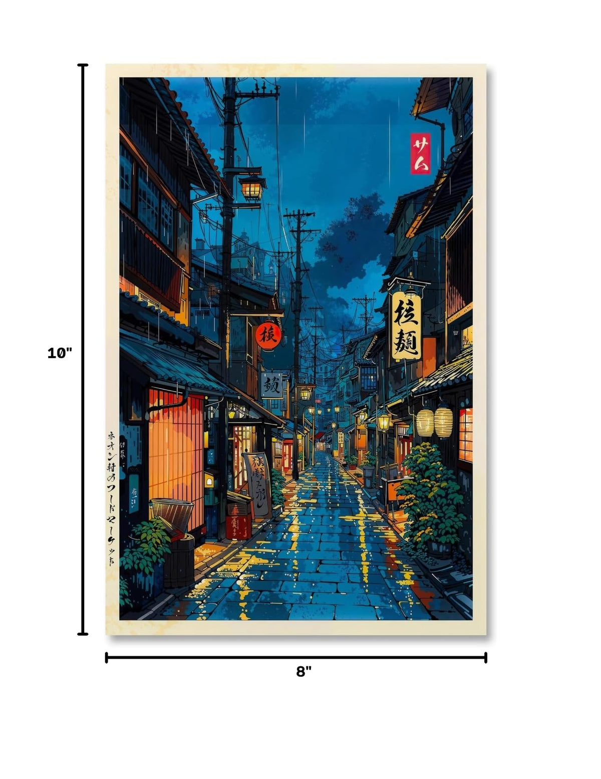 Japanese Tokyo Tea House Wall Art Poster Kyoto Night Street Art Canvas Print Retro Japan Illustration Wall Decor Vintage Urban Street Scene for Bedroom Living Room Aesthetic 8x10inch Unframed (8"L x 10"W / style-1 Unframed)