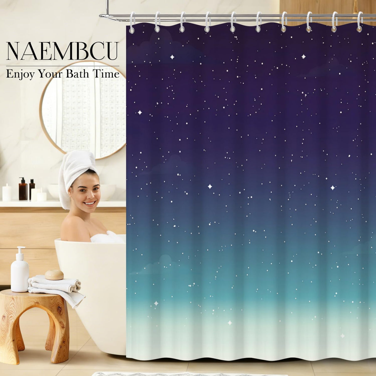 Galaxy Ombre Shower Curtain 71x74 Inch (Sky)