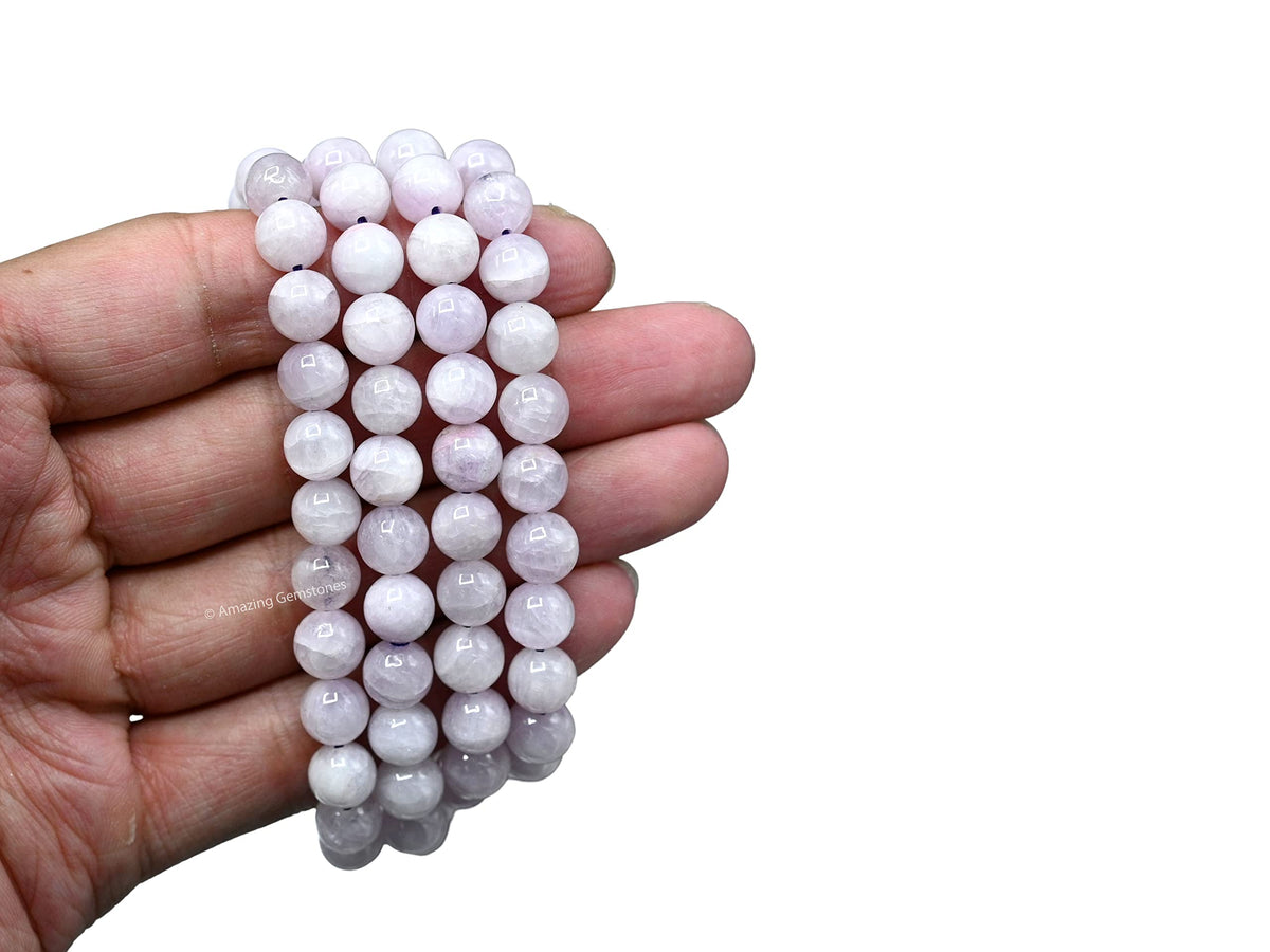Pink Kunzite Buddhist Prayer Beads Japa Mala with 108 Meditation Beads (Without Knots / Pink Kunzite)