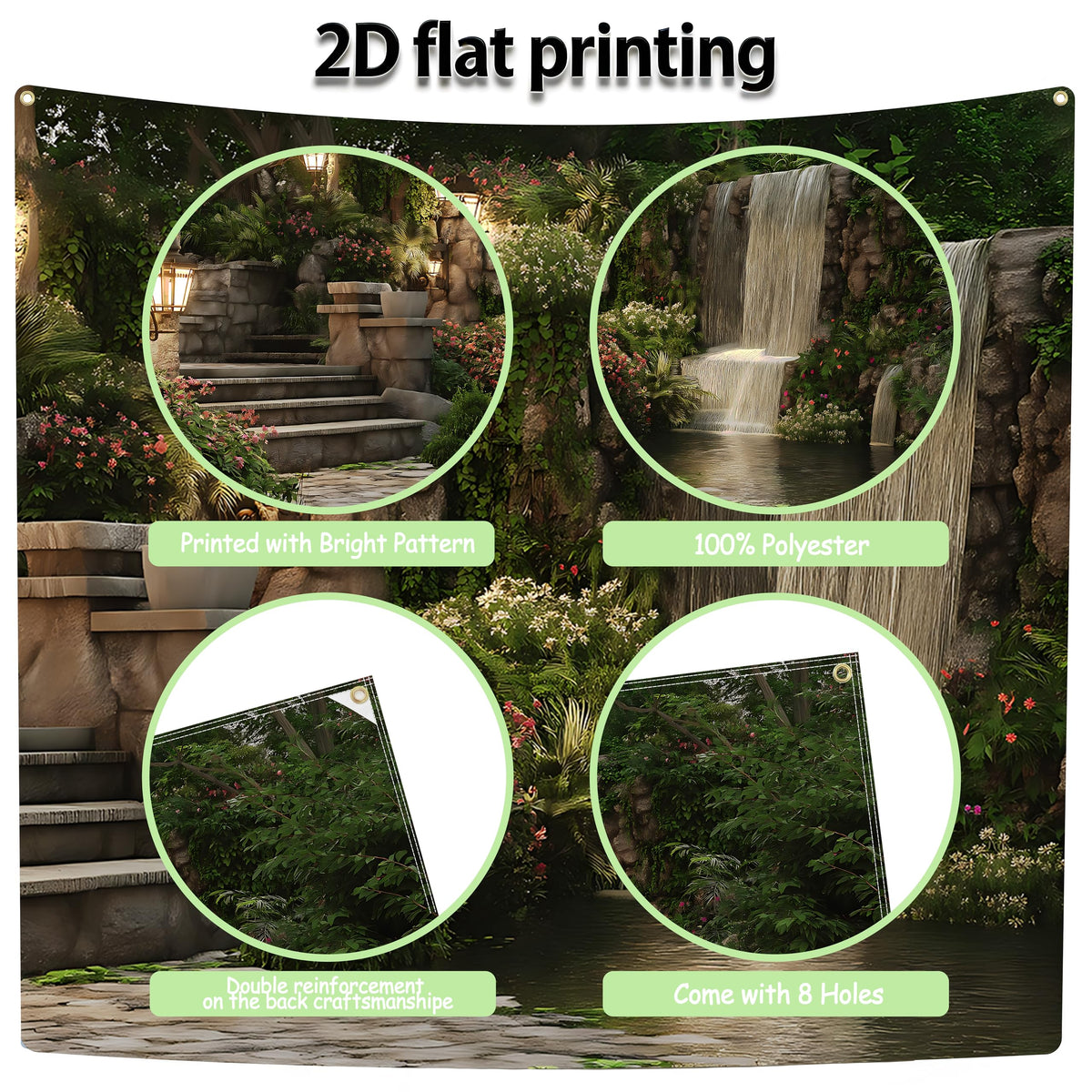 Garage Door Banner Cover (Garden Waterfall)