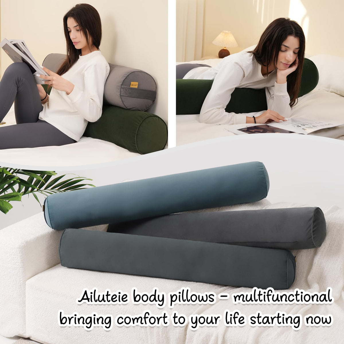 Body Pillow for Adults (Jade Green / 59"*7.87")