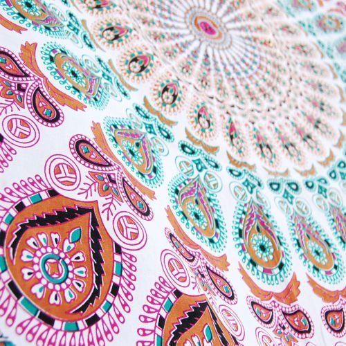 Tapestry Wall Hanging Hippie Mandala Bohemian Hippy Psychedelic Design Indian Indian Magical Tapestries Bedspread 82 x 54 Multicolor (82"L x 54"W / White multicolor)