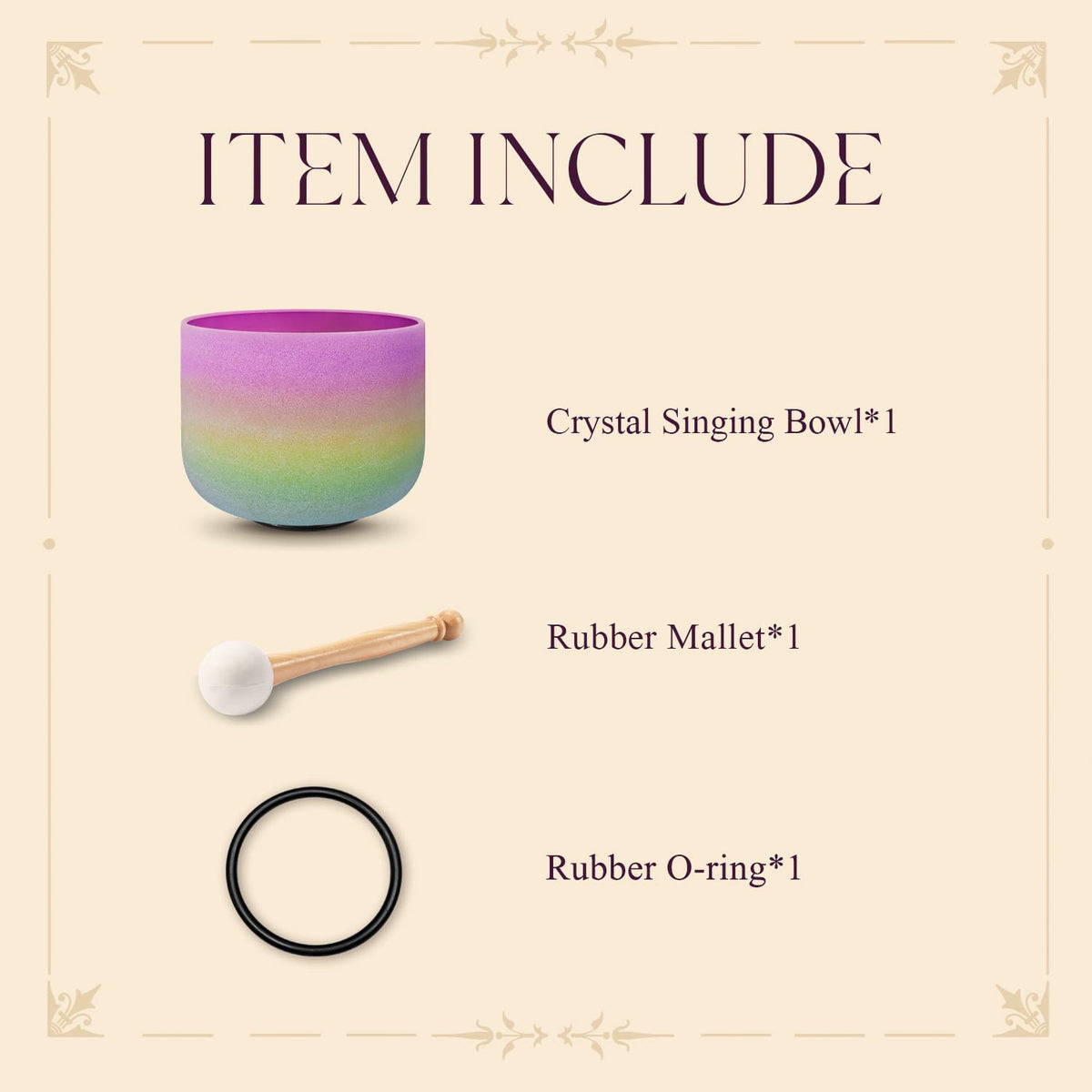 8 Inch Rainbow Color Frosted Quartz Crystal Singing Bowl 440HZ B Note (8 Inch / B Note)
