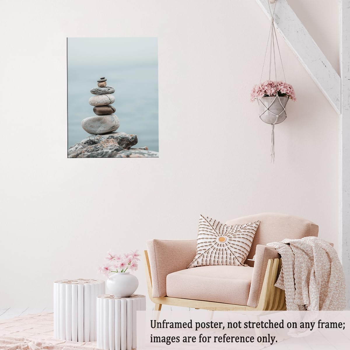 Minimal Zen Rock Stack Wall Art (Unframed-6 / 20"L x 30"W)