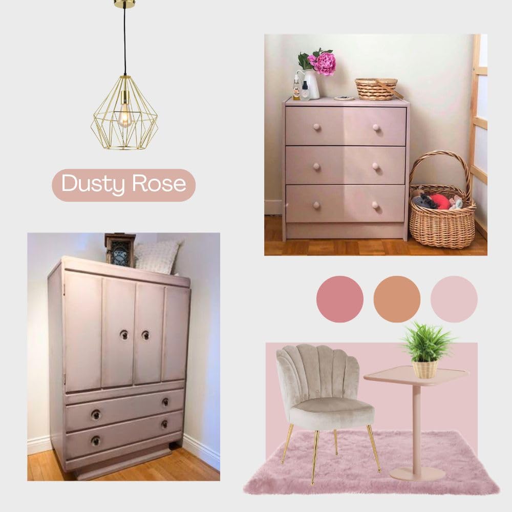 Vintage Chalk Based Paint for DIY Furniture and Home Decor Craft Art (Dusty Rose / 32 Fl Oz (Pack of 1))