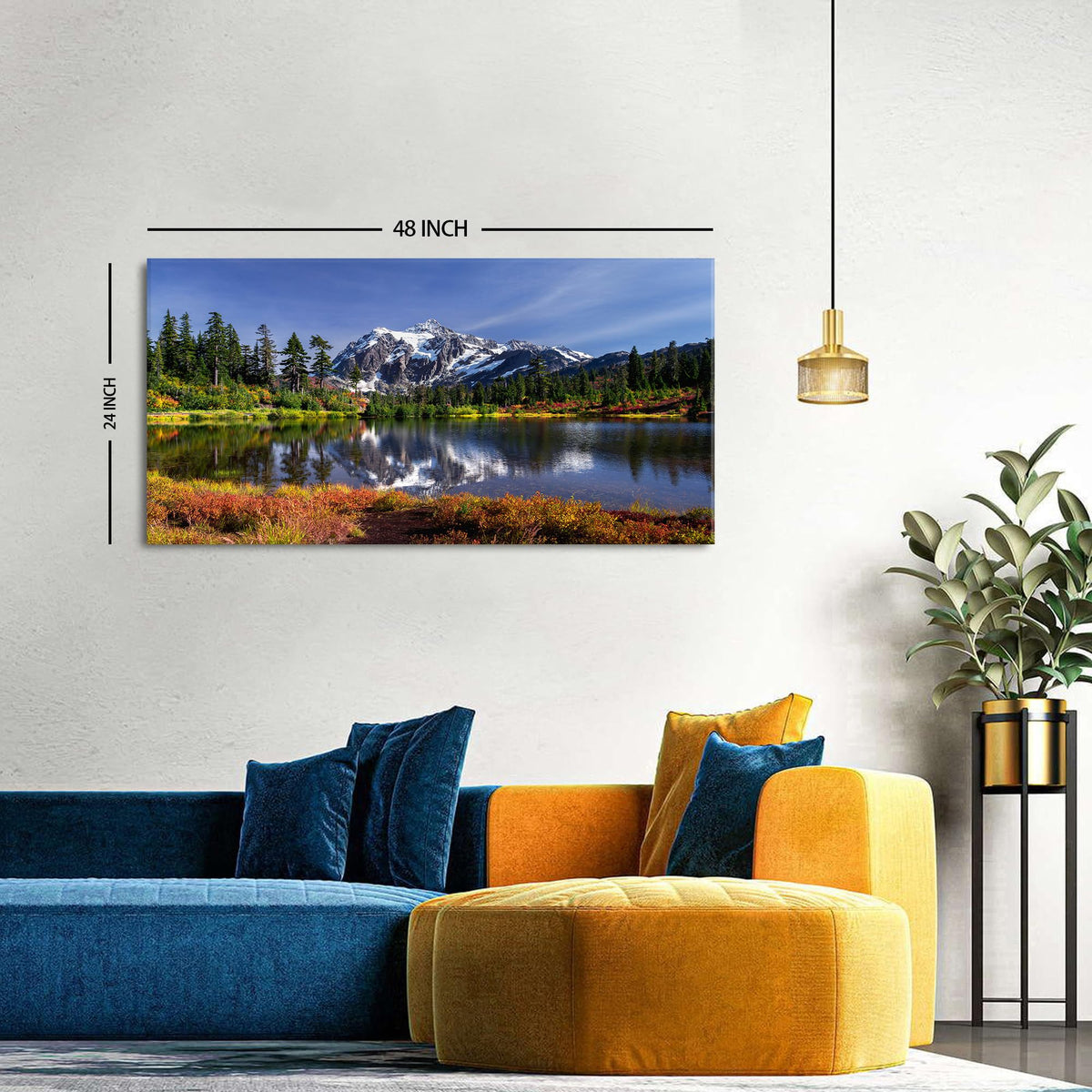 Nature Wall Art Grand Teton National Park Posters Forest Mountains Scenery Pictures Bedroom Bathroom Pine and River Landscape Panoramic Photography Prints Canvas Artwork Living Room Home Decor 24x48" (48"L x 24"W / Grand Teton)