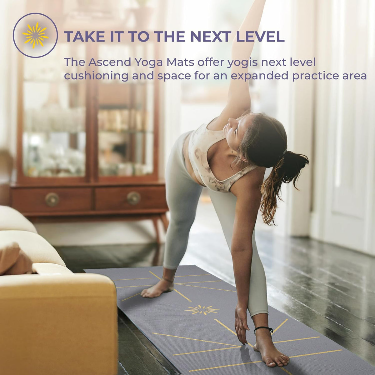 Ascend 6mm Thick Reversible Yoga Mat (Granite - Printed)