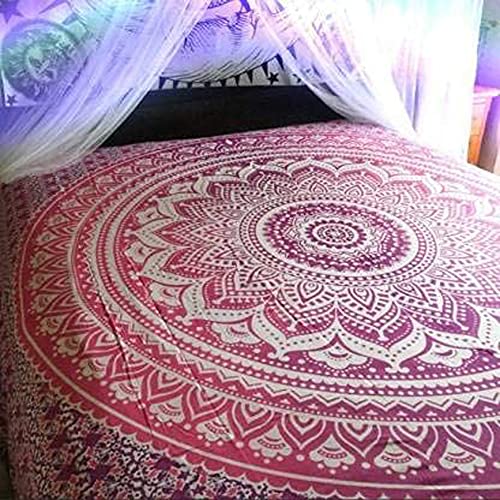 Indian Cotton Pink Purple Tapestry Mandala Wall Hangings (Pink Ombre / 40"L x 30"W)