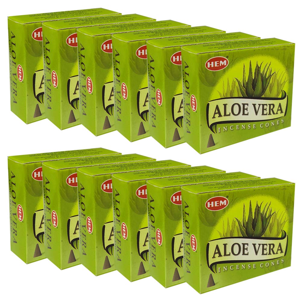 Aloe Vera Incense Cones and Cone Incense Burner Bundle Insence Insense Hem Incense (Aloe Vera)
