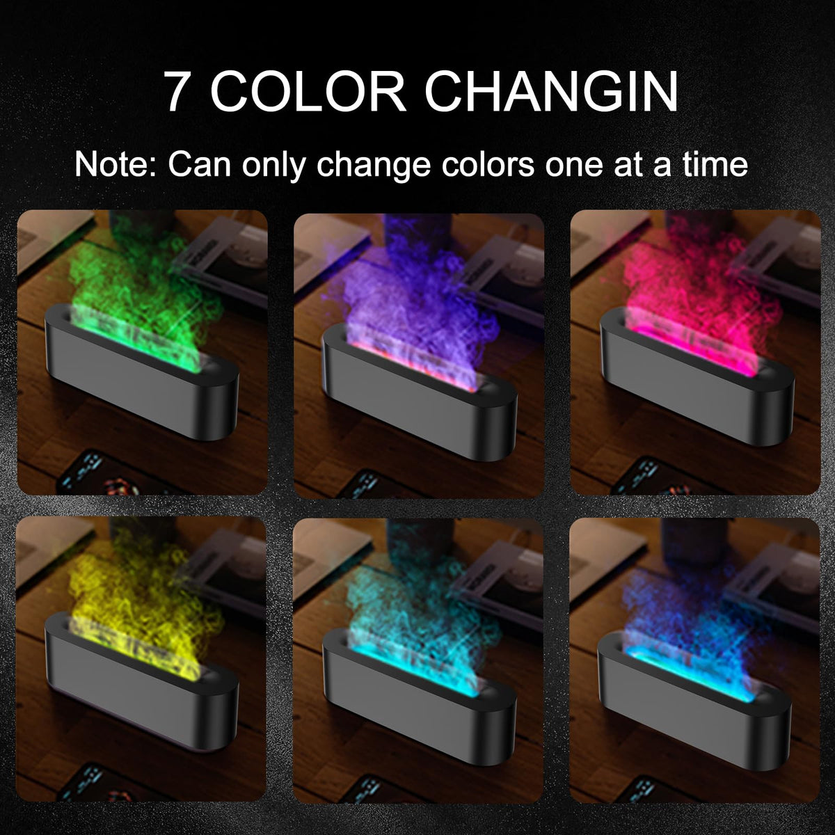 Colorful Flame Fire Diffuser Humidifier (Black Colored Light)